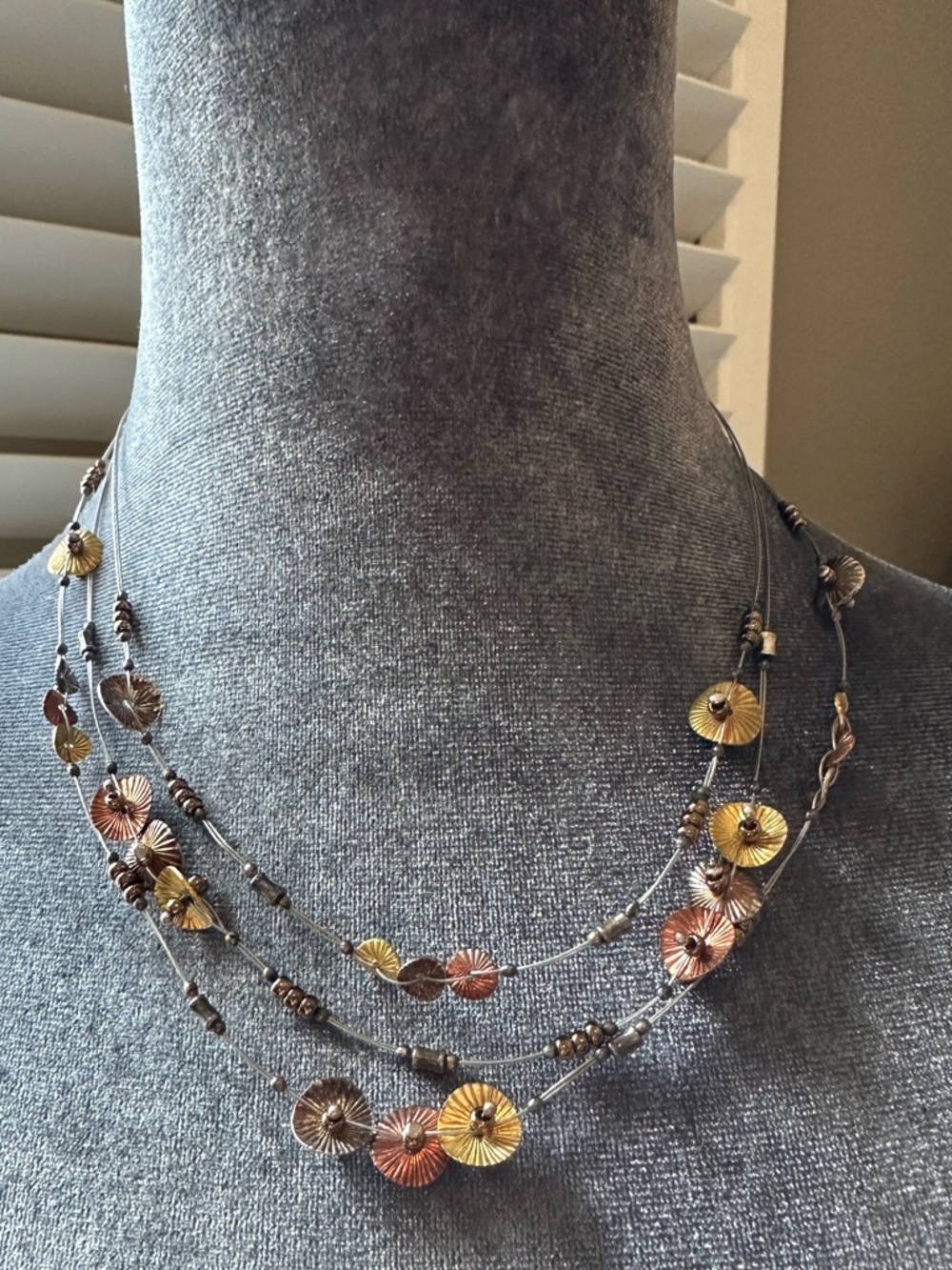 Silpada Pedal to the Metal 3 Strand Necklace N2263 of 925 Silver-Brass-Copper